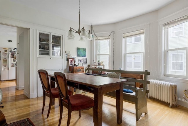 50-52 Chilton St, Cambridge, MA 02138 - dining space with radiator heating unit, plenty of natural light, and light wood finished floors