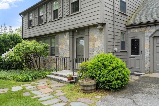 20 Johnson Rd, Andover, MA 01810 - property entrance featuring stone siding