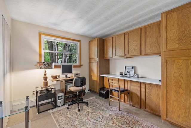 view of carpeted home office