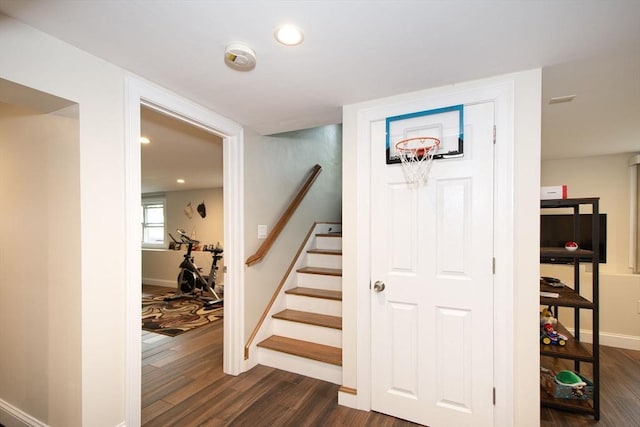 215 Alida Rd, Braintree, MA 02184 - staircase with wood finished floors and recessed lighting