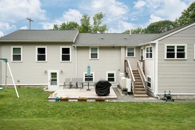 215 Alida Rd, Braintree, MA 02184 - rear view of house featuring a lawn and a deck