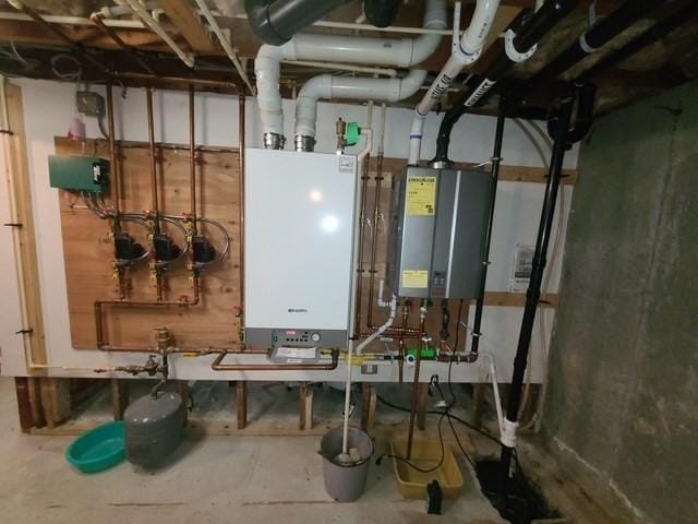 utilities with water heater and tankless water heater