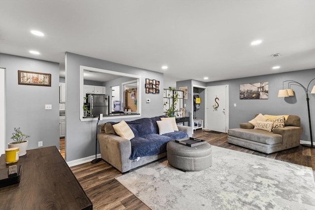221 Oak St Unit 223, Brockton, MA 02302 - living room with recessed lighting and dark wood-style floors