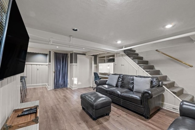 living room with hardwood / wood-style floors