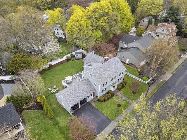 aerial view with a residential view