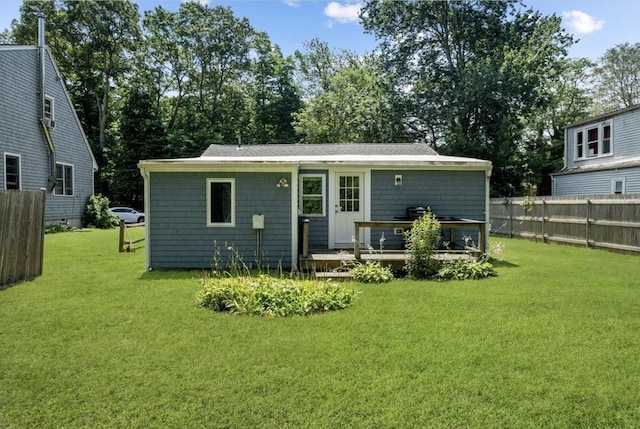 12 Day St, Fairhaven, MA 02719 - rear view of house with a wooden deck
