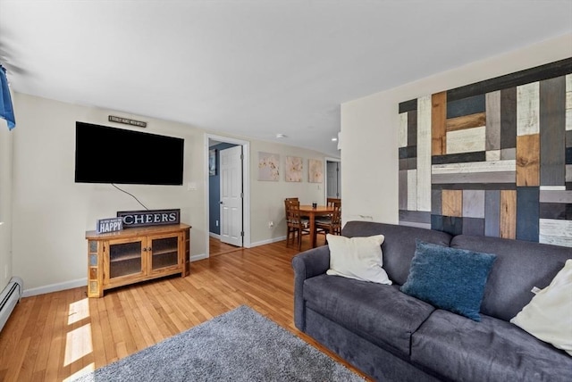 12 Day St, Fairhaven, MA 02719 - living area featuring wood-type flooring and a baseboard radiator