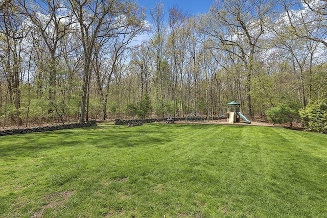 view of yard featuring a playground