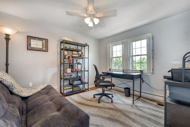 50 Lake St Unit B, Winchester, MA 01890 - office with baseboard heating, ceiling fan, and wood finished floors