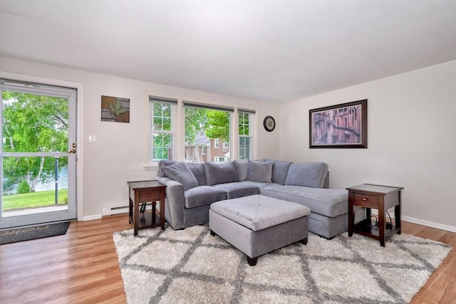 50 Lake St Unit B, Winchester, MA 01890 - living room with healthy amount of natural light, a baseboard radiator, and light wood-type flooring