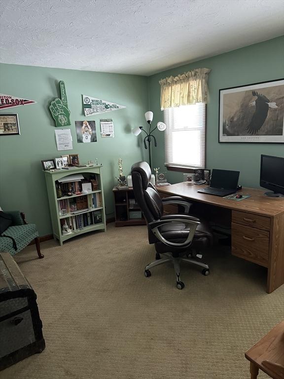 37 Teaberry Ln, Gardner, MA 01440 - office area featuring carpet and a textured ceiling