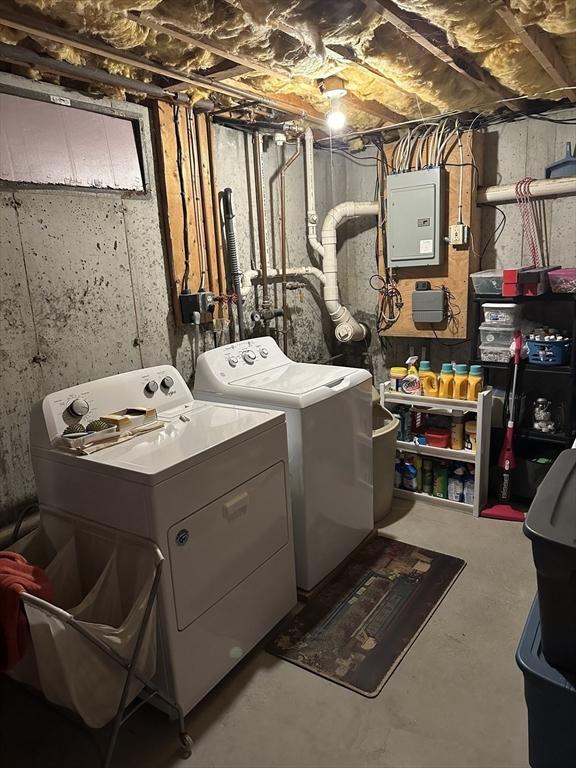 37 Teaberry Ln, Gardner, MA 01440 - laundry room featuring separate washer and dryer and electric panel