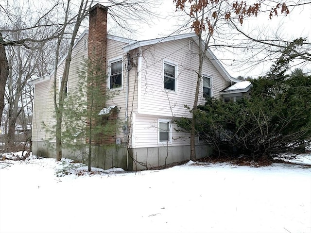 view of snow covered exterior