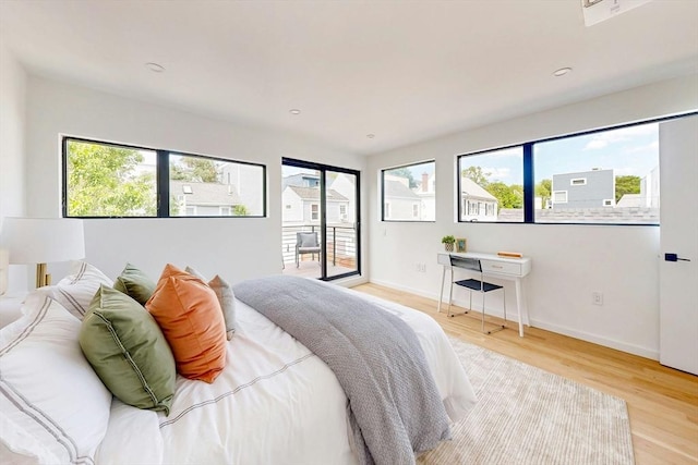 133 Charles St Unit 133, Cambridge, MA 02141 - bedroom with access to outside, light wood finished floors, and baseboards