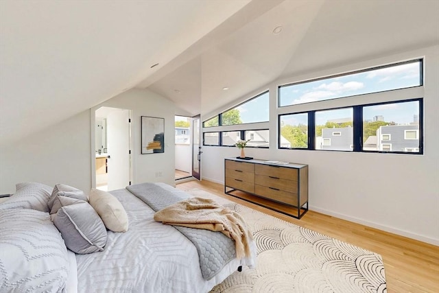 133 Charles St Unit 133, Cambridge, MA 02141 - bedroom with vaulted ceiling, wood finished floors, and baseboards