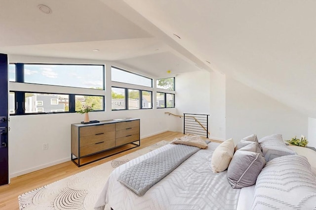 133 Charles St Unit 133, Cambridge, MA 02141 - bedroom with vaulted ceiling, light wood-type flooring, and baseboards
