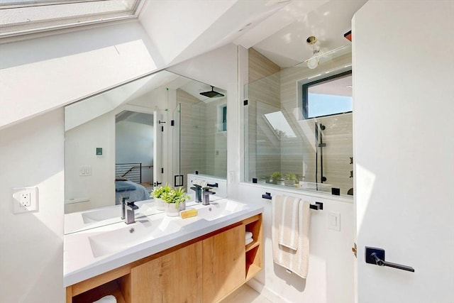 133 Charles St Unit 133, Cambridge, MA 02141 - bathroom featuring ensuite bathroom, a stall shower, and double vanity