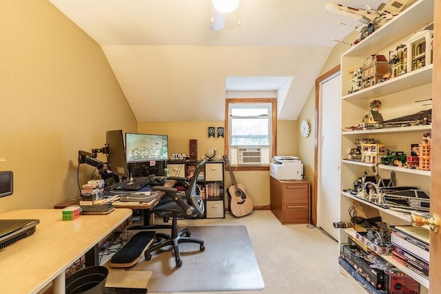 267 Maple St, East Longmeadow, MA 01028 - office area with lofted ceiling, carpet, and cooling unit