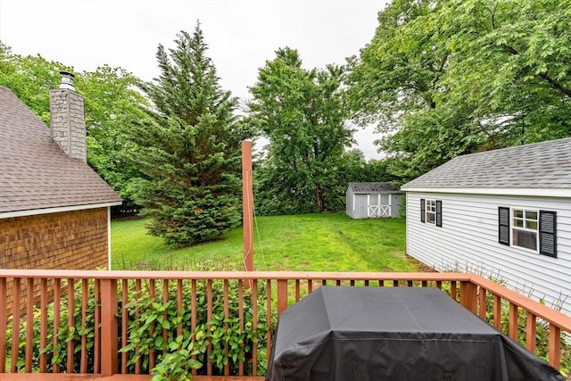 267 Maple St, East Longmeadow, MA 01028 - deck featuring a shed and a lawn