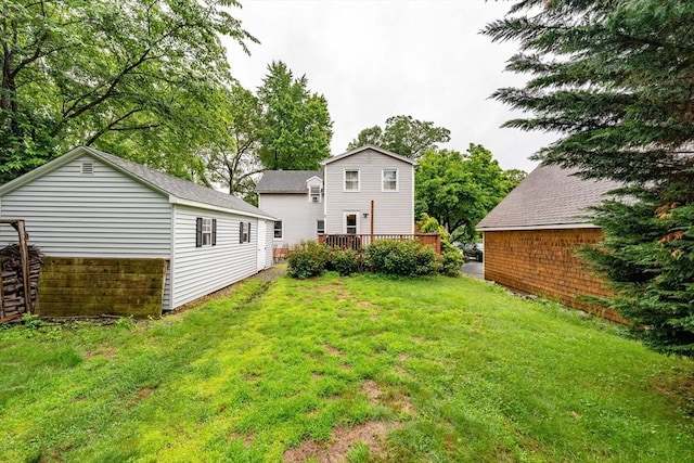 267 Maple St, East Longmeadow, MA 01028 - view of grassy yard with a wooden deck
