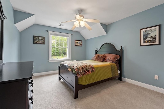 51 Drumlin Hill Rd, Bolton, MA 01740 - bedroom with vaulted ceiling, light colored carpet, ceiling fan, and baseboards