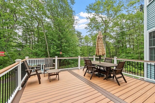 51 Drumlin Hill Rd, Bolton, MA 01740 - wooden deck with outdoor dining space