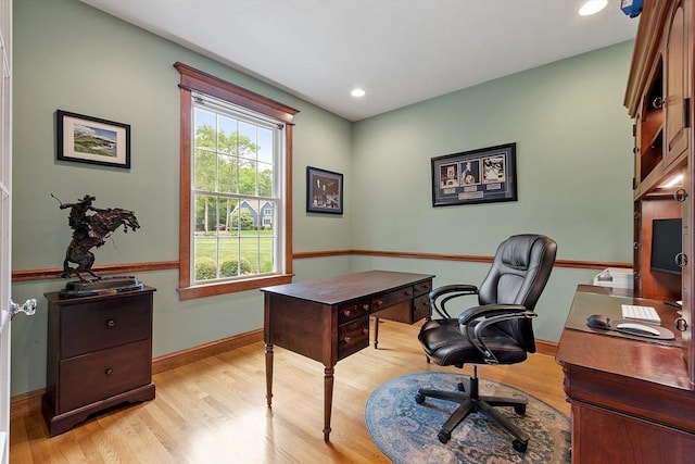 51 Drumlin Hill Rd, Bolton, MA 01740 - office with light wood-type flooring, baseboards, and recessed lighting