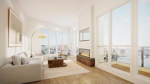 living room with light hardwood / wood-style floors