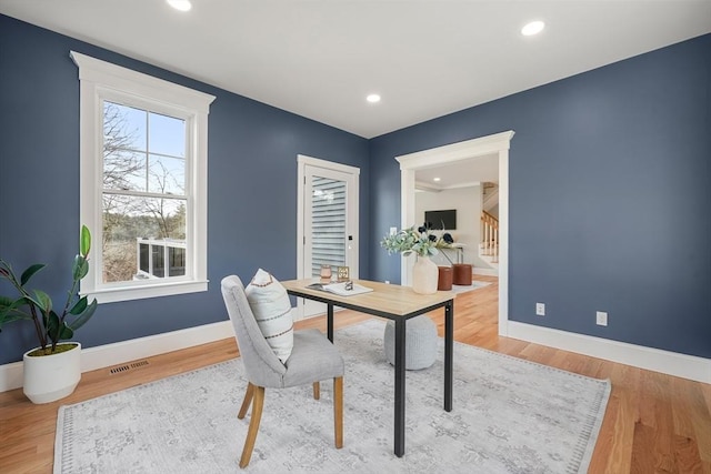 home office featuring wood-type flooring