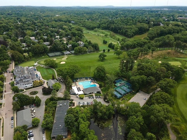 25 Day St, Newton, MA 02466 - aerial view of property's location featuring a golf club and a heavily wooded area