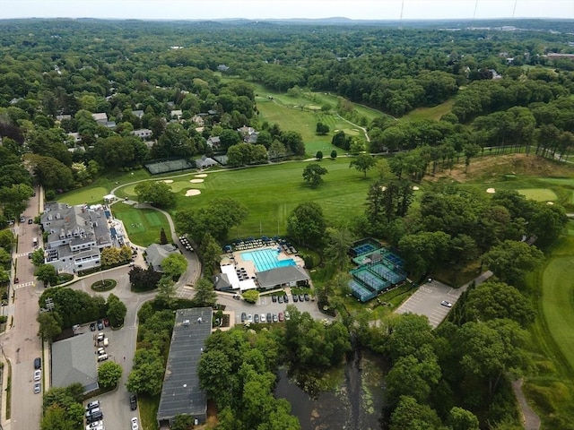25 Day St, Newton, MA 02466 - aerial view of property and surrounding area featuring a forest and a golf club