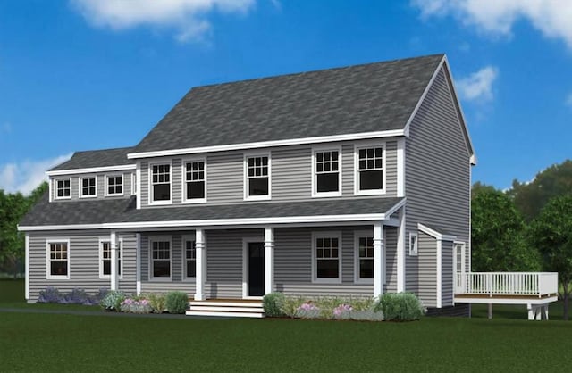 62 High St Lot 6, Stoneham, MA 02180 - colonial-style house featuring covered porch, a front lawn, and a shingled roof