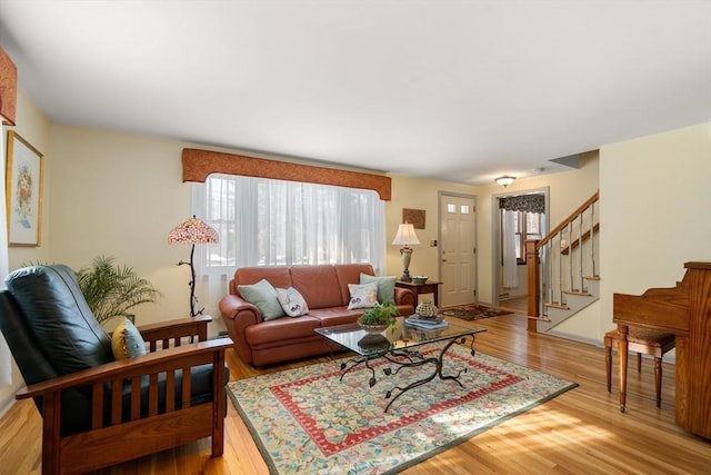 living room featuring light wood-type flooring