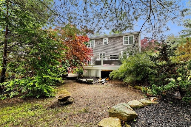 16 Old Colony Way, Whitman, MA 02382 - rear view of house with a wooden deck