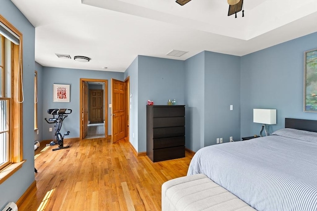 294 Cardinal Way, Northampton, MA 01062 - bedroom featuring light wood finished floors, a baseboard radiator, and a ceiling fan
