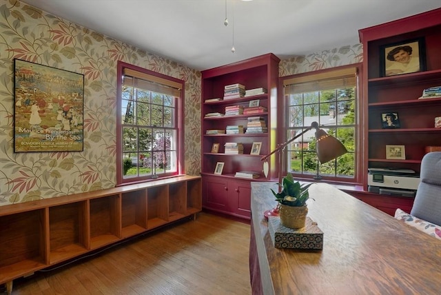 128 Lovell Rd, Holden, MA 01520 - office with wallpapered walls, plenty of natural light, and wood finished floors