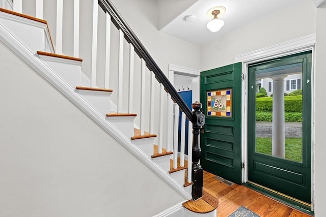 12 Short St, Cohasset, MA 02025 - entryway with wood finished floors and stairway