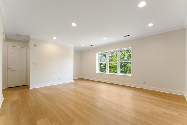 188 Newton Unit 6, Boston, MA 02135 - unfurnished room with light wood-type flooring, baseboards, recessed lighting, and crown molding