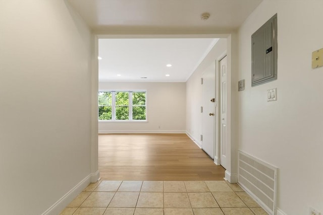 188 Newton Unit 6, Boston, MA 02135 - hallway with electric panel, light tile patterned floors, recessed lighting, and baseboards