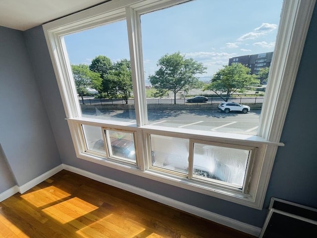 details featuring wood finished floors and baseboards