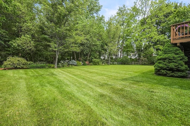 155 Burlington St, Woburn, MA 01801 - view of green lawn featuring a deck