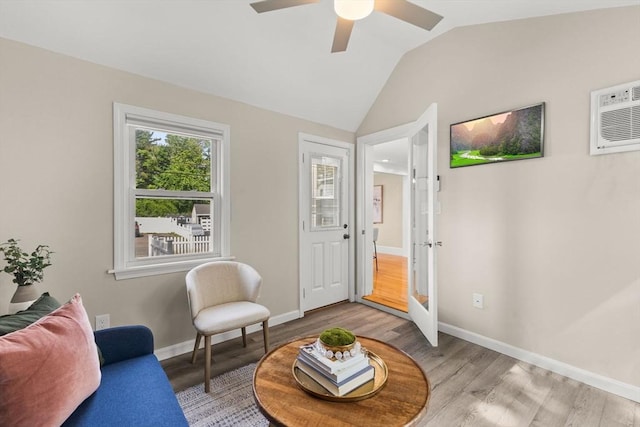 31 Webster St, Randolph, MA 02368 - sitting room with light wood-style flooring, lofted ceiling, baseboards, and a ceiling fan