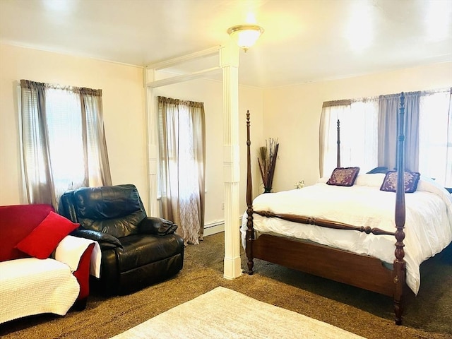 173 Brookway Rd, Boston, MA 02131 - carpeted bedroom featuring a baseboard heating unit
