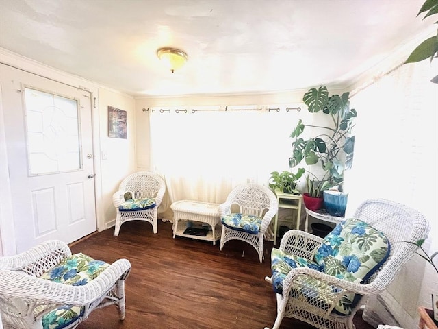 173 Brookway Rd, Boston, MA 02131 - living area featuring wood finished floors and ornamental molding