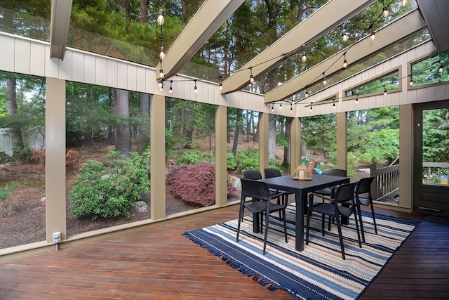 28 Smithshire Ests, Andover, MA 01810 - sunroom featuring outdoor dining space and beamed ceiling
