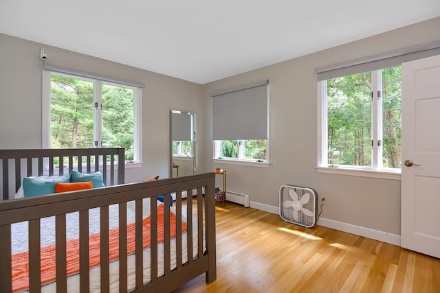 28 Smithshire Ests, Andover, MA 01810 - bedroom featuring multiple windows, light wood finished floors, and a baseboard radiator