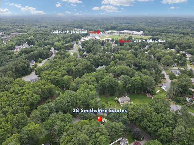 28 Smithshire Ests, Andover, MA 01810 - aerial view of property and surrounding area with a forest