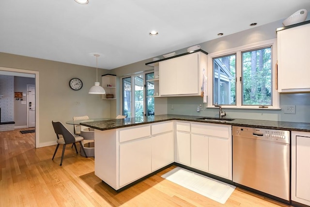 28 Smithshire Ests, Andover, MA 01810 - kitchen featuring dishwasher, a peninsula, light wood-type flooring, healthy amount of natural light, and recessed lighting
