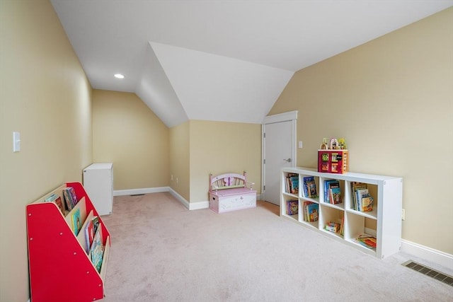 7 Buckhide Rd, Windham, NH 03087 - recreation room featuring carpet flooring, lofted ceiling, baseboards, and recessed lighting