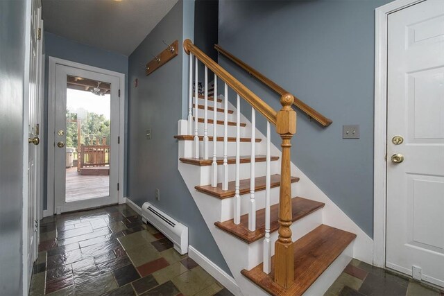 769 Federal St, Belchertown, MA 01007 - stairway featuring stone tile flooring and baseboard heating